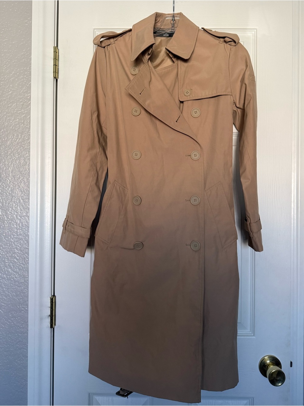 Norma Kamali Long Khaki Trench Coat Small
Like New